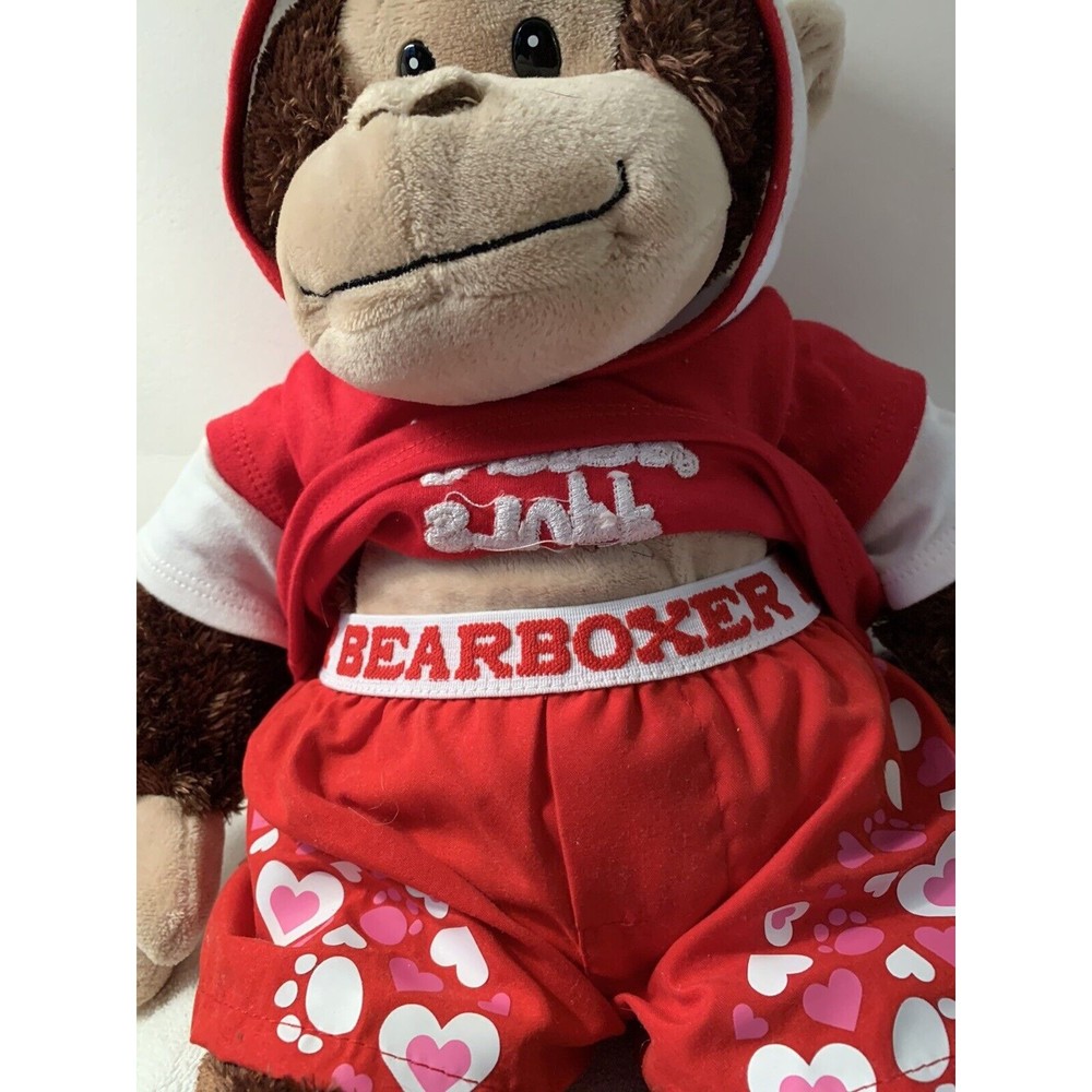 Valentine’s Build a Bear BAB Monkey Ape Chimpanzee Sound Plush Love Boxers - Picture 5 of 12